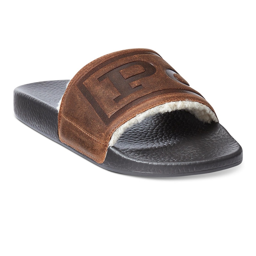 Men polo leather Sherpa sandals